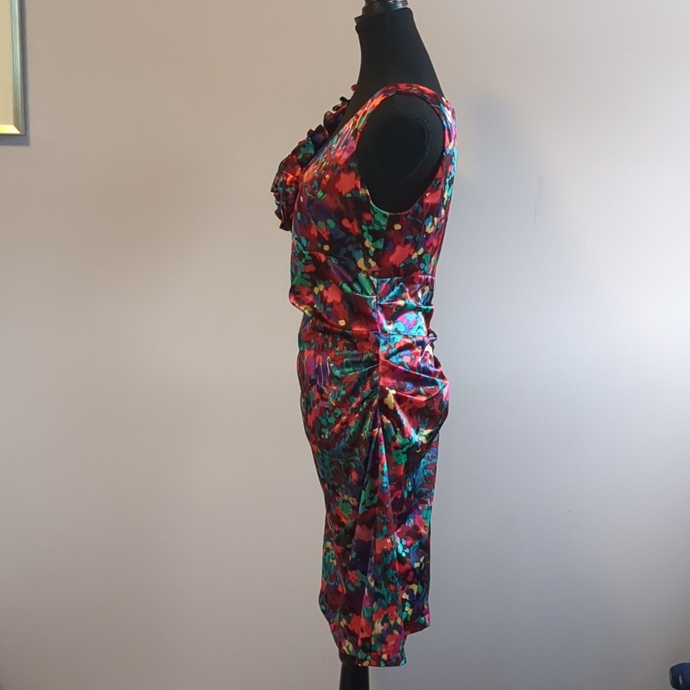 LONDON TIMES  Sleeveless V Neck Dress with Ruffle - 10 - Picture 5 of 9